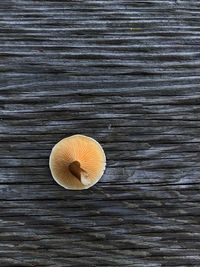 High angle view of bread on wooden table