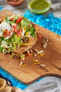 Close-up of food on cutting board