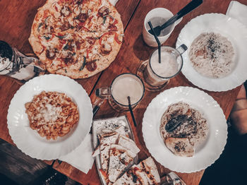 High angle view of food on table