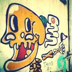 Close-up of graffiti on wall