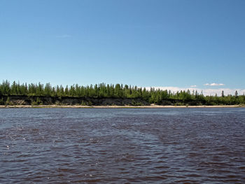 Scenic view of lake against clear sky