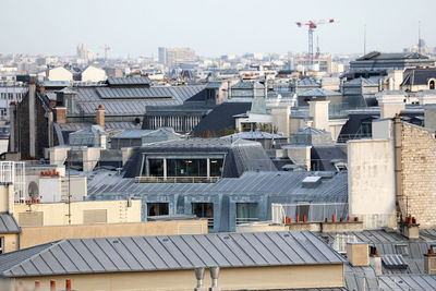 High angle view of buildings in city