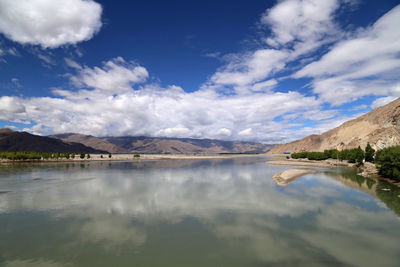 Scenic view of lake against sky