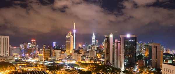 City lit up at night