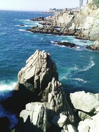 Scenic view of rocky coastline