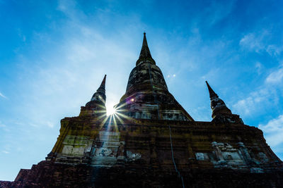 Low angle view of temple building against sky