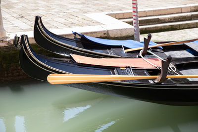 Boat moored in canal