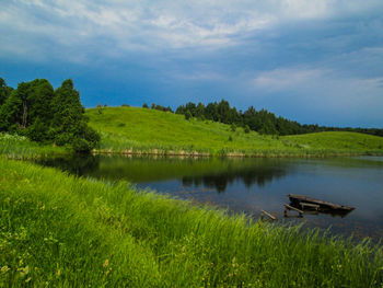 Scenic view of lake against sky