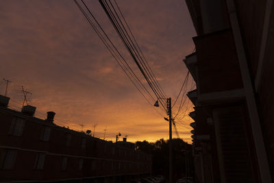 Low angle view of silhouette buildings against sky during sunset