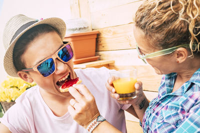 Portrait of boy wearing sunglasses