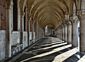 Empty colonnade in historic building