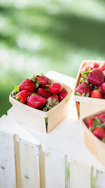 Close-up of strawberries on table