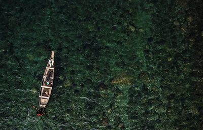 High angle view of boat on river