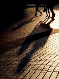 Shadow of people on footpath