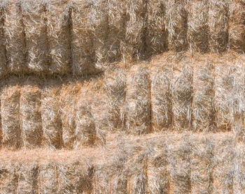 Full frame shot of hay bales on field