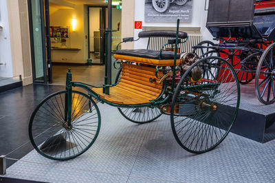 Bicycles parked on street in city