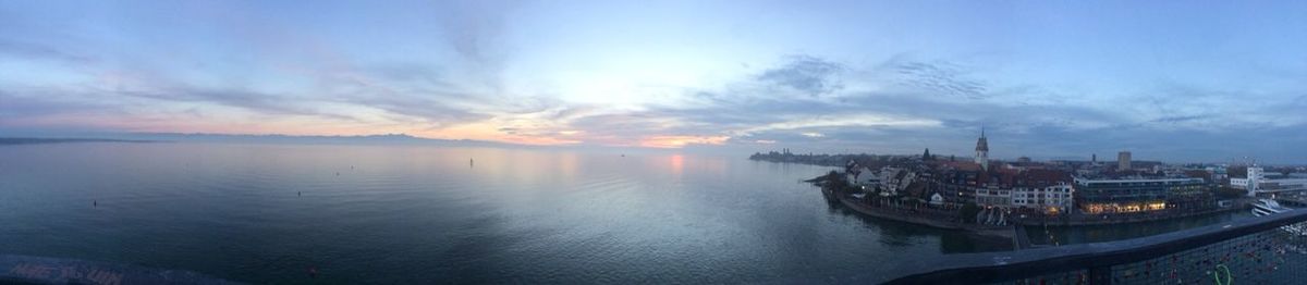 Scenic view of sea against sky at sunset