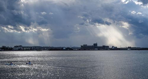 Scenic view of sea against cloudy sky