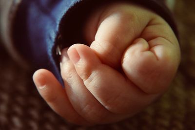 Close-up of baby fist