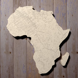 3d rendering of an africa map on a wooden surface