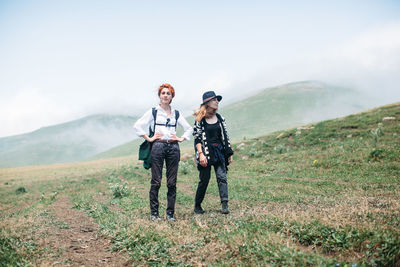 People hiking on mountain