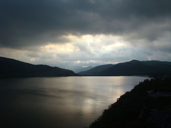 Scenic view of sea against cloudy sky