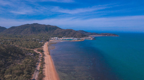 Scenic view of sea against blue sky