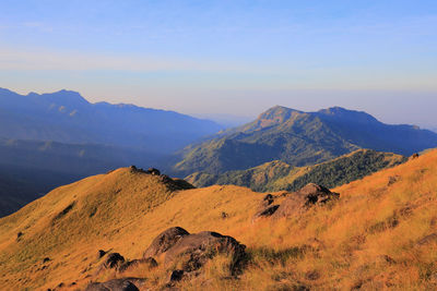 Scenic view of mountains against sky
