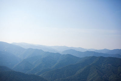 Scenic view of mountains against clear sky