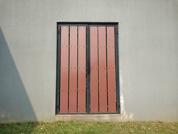 Closed door of building