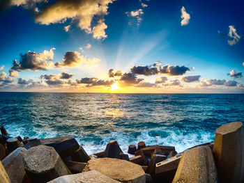 Scenic view of sea against sky during sunset