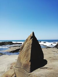 Scenic view of beach against clear sky