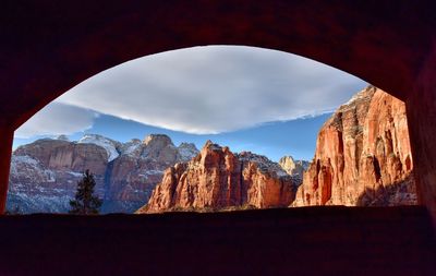 Panoramic view of mountains against sky