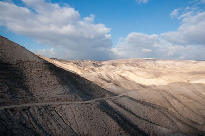 Aerial view of desert against sky