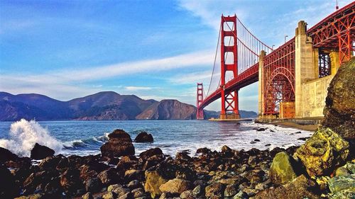 Suspension bridge over sea