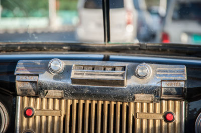 Close-up of old vintage car