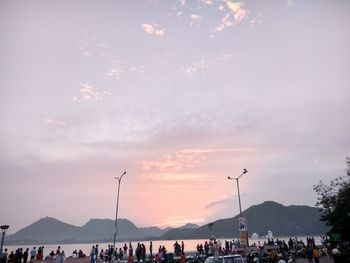 People at town square during sunset