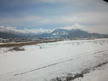 Scenic view of mountains against sky