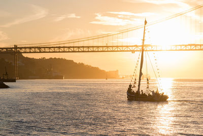 Bridge over river during sunset