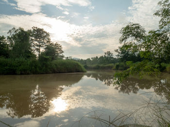 Scenic view of lake against sky