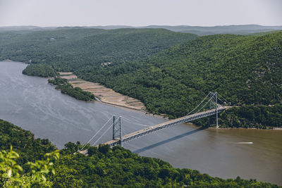 High angle view of bridge over river against sky