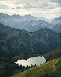 Scenic view of mountains against sky