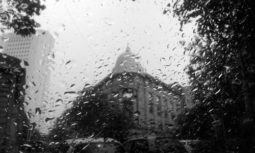 Close-up of water drops on glass