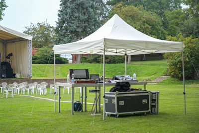 Chairs and table in lawn