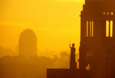 Silhouette of woman at sunset