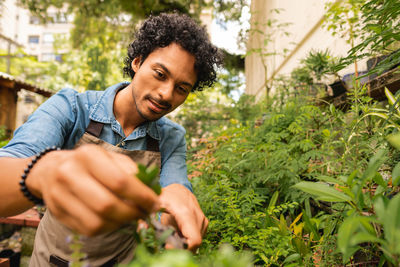 Young man looking at camera