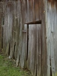 Close-up of wooden hanging on grass