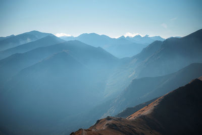 Mountain panorama of the tatra mountains from kasprowy wierch kasper peak on a autumn day 