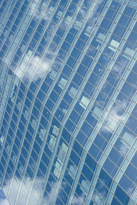 Low angle view of modern glass building in city