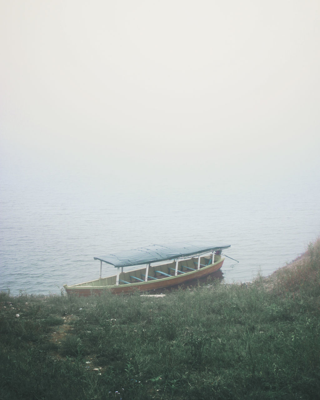 SCENIC VIEW OF LAKE AGAINST CLEAR SKY